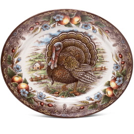 Turkey Pattern Oval Platter, 14