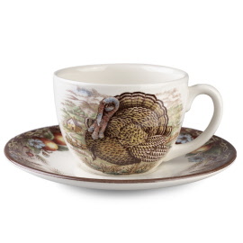 Turkey Pattern Teacup & Saucer