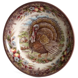 Turkey Pattern Round Vegetable Bowl, 1.5 qt